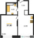 Планировка однокомнатной(квартира) площадью 37.3 квадратных метров в “Кутузов Сити”