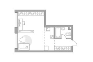 Планировка однокомнатной(квартира) площадью 38.12 квадратных метров в “ЖК Мневники от Гранель”