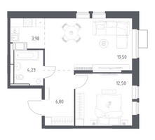 Планировка однокомнатной(квартира) площадью 47.09 квадратных метров в “ЖК Большое Путилково”