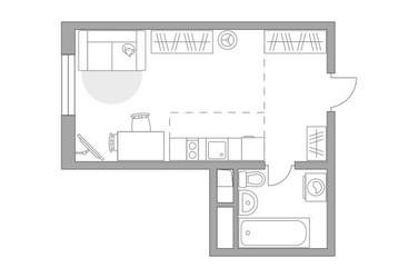Планировка студии(квартира) площадью 24.08 квадратных метров в ЖК “ЖК Аникеевский”