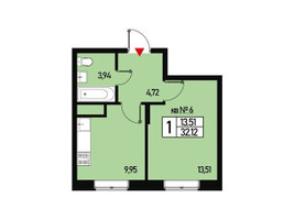 Планировка однокомнатной(квартира) площадью 32 квадратных метров в “ЖК Борисоглебское”