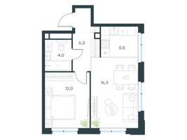Планировка двухкомнатной(квартира) площадью 44.1 квадратных метров в “ЖК Левел Мичуринский”