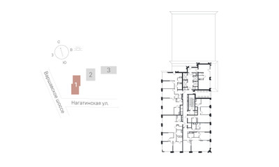 Планировка трехкомнатной(квартира) площадью 110.8 квадратных метров в ЖК “ЖК 1-й Нагатинский (Первый Нагатинский)”