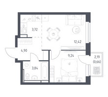 Планировка однокомнатной(квартира) площадью 34.78 квадратных метров в “ЖК Новое Видное”