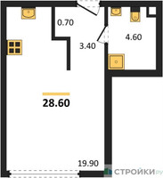 Планировка студии(квартира) площадью 28.6 квадратных метров в “Акценты”