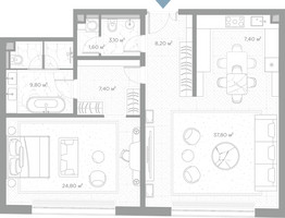 Планировка однокомнатной(квартира) площадью 100.1 квадратных метров в “ЖК Николь”