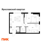 Планировка двухкомнатной(квартира) площадью 49.4 квадратных метров в “Ярославский квартал”