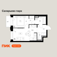 Планировка однокомнатной(квартира) площадью 36.6 квадратных метров в “ЖК Саларьево парк”