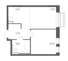 Планировка однокомнатной(квартира) площадью 34.76 квадратных метров в “ЖК Рублевский Квартал”