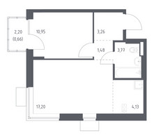 Планировка однокомнатной(квартира) площадью 41.45 квадратных метров в “ЖК Подольские кварталы”