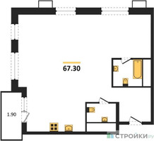 Планировка двухкомнатной(квартира) площадью 67.3 квадратных метров в “ЖК Гоголь парк”