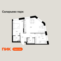 Планировка двухкомнатной(квартира) площадью 66.9 квадратных метров в “ЖК Саларьево парк”