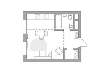 Планировка студии(квартира) площадью 29.47 квадратных метров в ЖК “ЖК Живописный”
