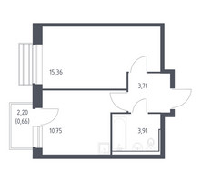 Планировка однокомнатной(квартира) площадью 34.39 квадратных метров в “ЖК Рублевский Квартал”