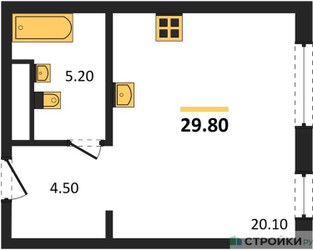 Планировка студии(квартира) площадью 29.8 квадратных метров в ЖК “ЖК Сиреневый парк”
