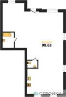 Планировка трехкомнатной(квартира) площадью 98.63 квадратных метров в “ЖК Парк Апрель”