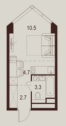 Планировка студии(квартира) площадью 21.2 квадратных метров в ЖК “ЖК INDY Towers (Инди Тауэрс)”