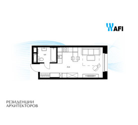 Планировка студии(апартаменты) площадью 30 квадратных метров в ЖК “ЖК Резиденции Архитекторов”