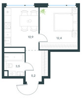 Планировка однокомнатной(квартира) площадью 32 квадратных метров в “ЖК Level Мичуринский”