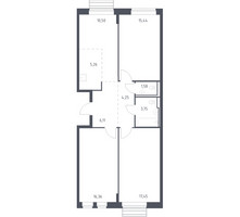 Планировка трехкомнатной(квартира) площадью 79.8 квадратных метров в “ЖК Рублевский Квартал”