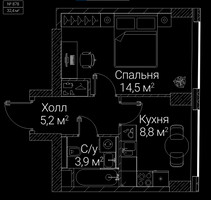 Планировка однокомнатной(квартира) площадью 32.4 квадратных метров в “ЖК СЕЗАР БУДУЩЕЕ”