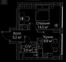 Планировка однокомнатной(квартира) площадью 32.4 квадратных метров в ЖК “ЖК СЕЗАР БУДУЩЕЕ”