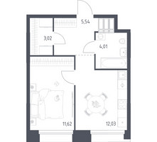 Планировка однокомнатной(апартаменты) площадью 36.22 квадратных метров в “ЖК Апарт-отель Тропарево парк”