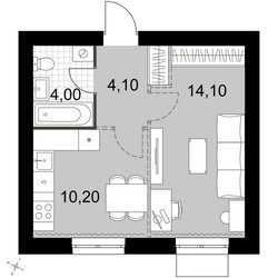 Планировка однокомнатной(квартира) площадью 32.4 квадратных метров в ЖК “Апрелевка Клаб”
