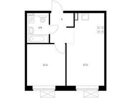 Планировка однокомнатной(квартира) площадью 37 квадратных метров в “ЖК Саларьево парк”