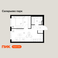 Планировка однокомнатной(квартира) площадью 35.2 квадратных метров в “ЖК Саларьево парк”