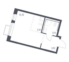 Планировка студии(квартира) площадью 22.28 квадратных метров в “ЖК Молжаниново”