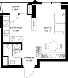 Планировка студии(квартира) площадью 30.55 квадратных метров в ЖК “ЖК Джойс”