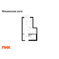 Планировка студии(квартира) площадью 24.41 квадратных метров в “ЖК Ильинские луга”