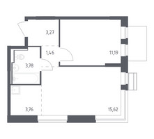 Планировка однокомнатной(квартира) площадью 39.08 квадратных метров в “ЖК Рублевский Квартал”