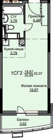 Планировка студии(квартира) площадью 32.5 квадратных метров в “ЖК Соболевка”
