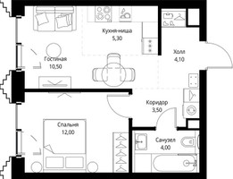 Планировка однокомнатной(квартира) площадью 39.8 квадратных метров в “ЖК СЕТ”