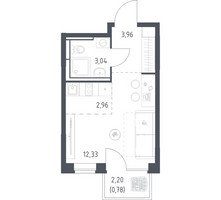 Планировка студии(квартира) площадью 23.07 квадратных метров в “ЖК Богдановский Лес”
