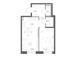 Планировка однокомнатной(квартира) площадью 41.76 квадратных метров в “ЖК Квартал Строгино”