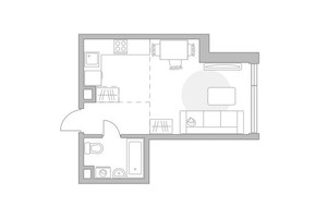 Планировка студии(квартира) площадью 29.37 квадратных метров в “ЖК Мневники от Гранель”