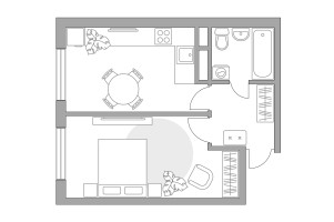 Планировка однокомнатной(квартира) площадью 37.31 квадратных метров в “ЖК Императорские Мытищи”