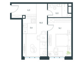 Планировка двухкомнатной(квартира) площадью 46.4 квадратных метров в “ЖК Level Южнопортовая”