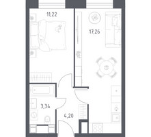 Планировка однокомнатной(апартаменты) площадью 36.02 квадратных метров в “ЖК Пятницкое 58 (Перец)”