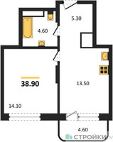 Планировка однокомнатной(квартира) площадью 38.9 квадратных метров в “Кутузов Сити”