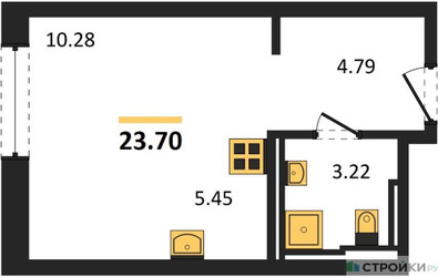 Планировка студии(квартира) площадью 23.7 квадратных метров в ЖК “ЖК Квартал Герцена”