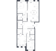 Планировка трехкомнатной(квартира) площадью 103.45 квадратных метров в “ЖК Заречье Парк”