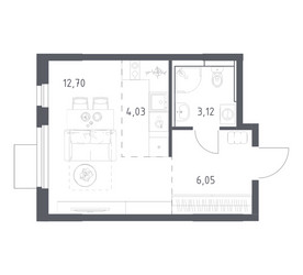 Планировка студии(квартира) площадью 25.9 квадратных метров в ЖК “ЖК Мытищи Парк”