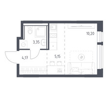 Планировка студии(квартира) площадью 22.87 квадратных метров в “ЖК Квартал Ивакино”