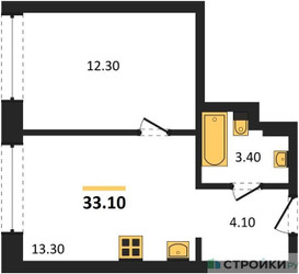Планировка однокомнатной(квартира) площадью 33.1 квадратных метров в ЖК “ЖК Portland (Портланд)”