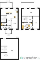 Планировка трехкомнатной(квартира) площадью 188.2 квадратных метров в “ЖК Мечта”