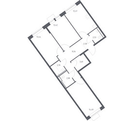 Планировка трехкомнатной(квартира) площадью 78.44 квадратных метров в ЖК “ЖК Молжаниново”